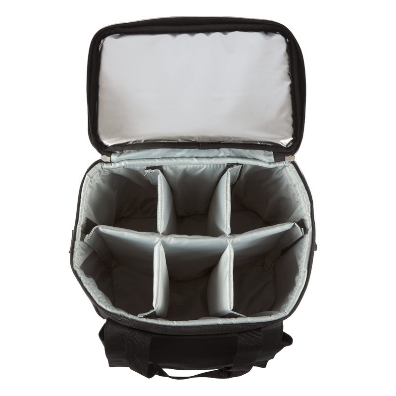 PICNIC TIME Cellar 6-Bottle Wine Carrier & Cooler Tote, Insulated Padded Wine Cooler Bag for Travel, Portable Bag with Polyester Exterior and Water-Resistant Base, (Black with Gray Accents) - Image 4